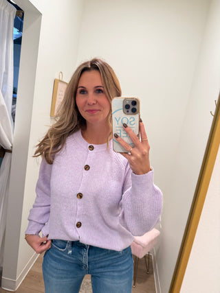 Super Cozy Solid Sweater Lavendar Cardigan