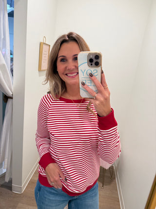 Red & White Stripe Top