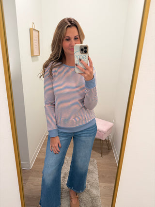 Pink & Blue Stripe Top