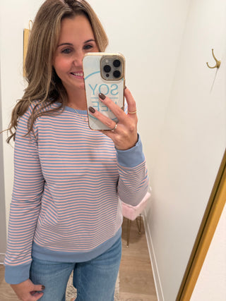 Pink & Blue Stripe Top