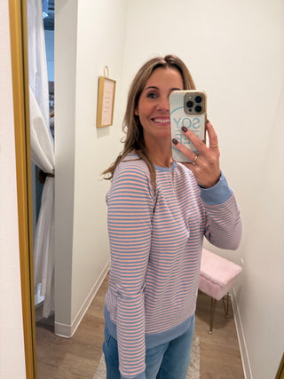 Pink & Blue Stripe Top
