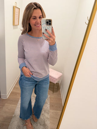 Pink & Blue Stripe Top