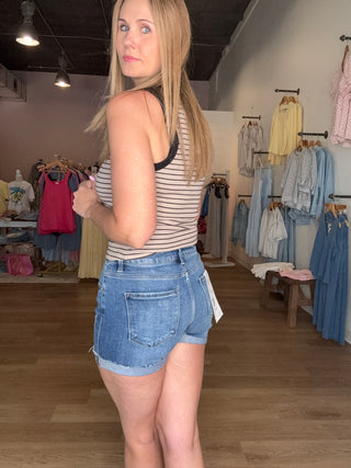 Risen Brand Dark Button Jean Short