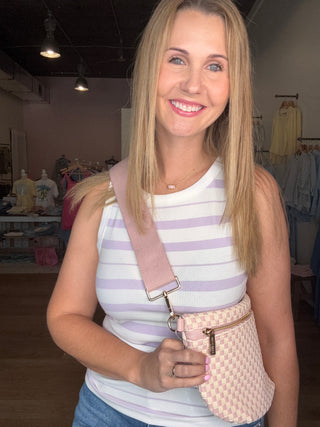 Purple & White Thread & Supply brand tank