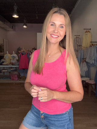 Basic Stretch Tank-dark pink