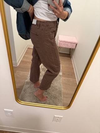 Brown Barrel Style Jean