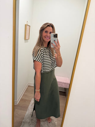 Green stripe cloudy knit dress