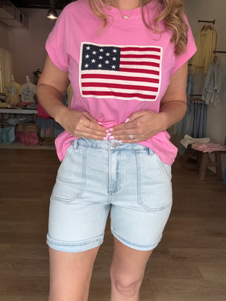 High Rise Patch Pocket Cuffed Relaxed Short