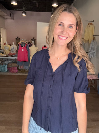 Navy Blue Blouse