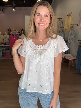 White Eyelet Top