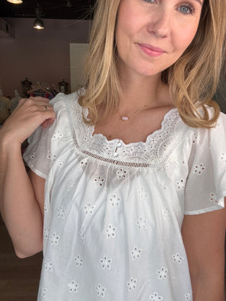 White Eyelet Top