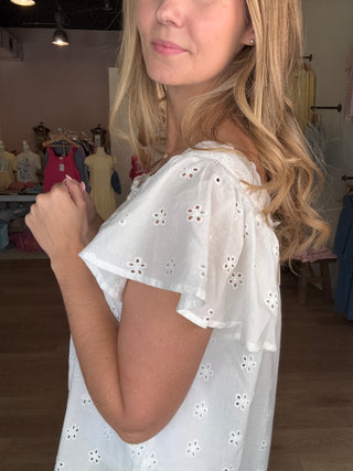 White Eyelet Top