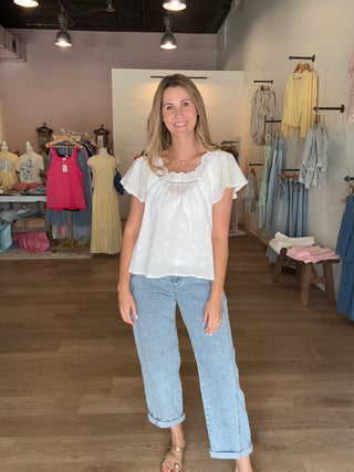 White Eyelet Top