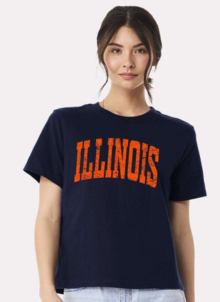 *Preorder-Navy  Crop ILLINOIS tee