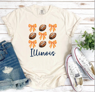 *Preorder-ILLINOIS tee-footballs & bows
