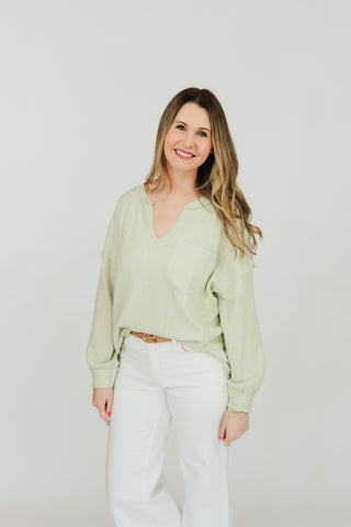 Soft Green Long Sleeve Top