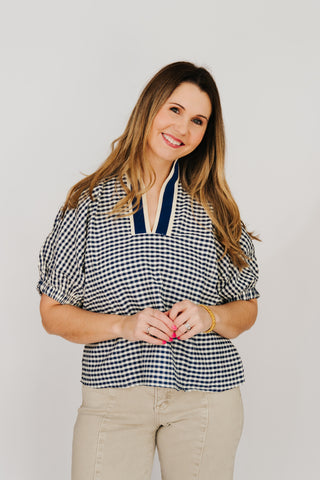 Blue gingham top