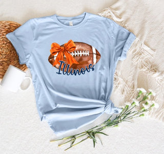 *Preorder-ILLINOIS football bow tee